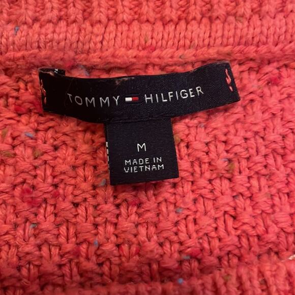 Womens Tommy Hilfiger coral flecked chunky cable knit sweater medium - Picture 6 of 7